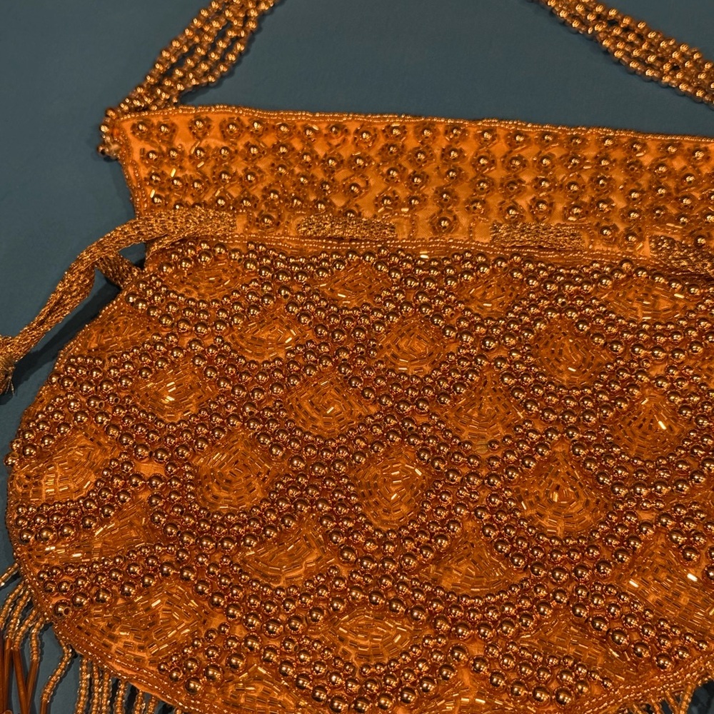 Hand Crafted Rose Gold Beaded Clutch Potli bag - Picture 9 of 9